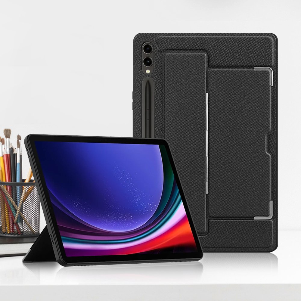 갤럭시탭 S9 FE 플러스 케이스 범퍼 세로 거치 킥스탠드 킥쉘 블랙, 탭 S9 FE+/S9+ 상세 이미지 1