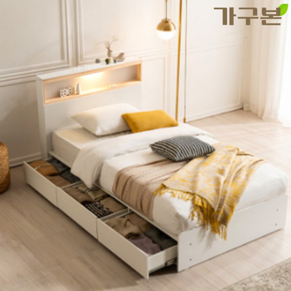 노아 슈퍼싱글 편백침대프레임 중학생 서랍형침대 화이트 상세 이미지 2