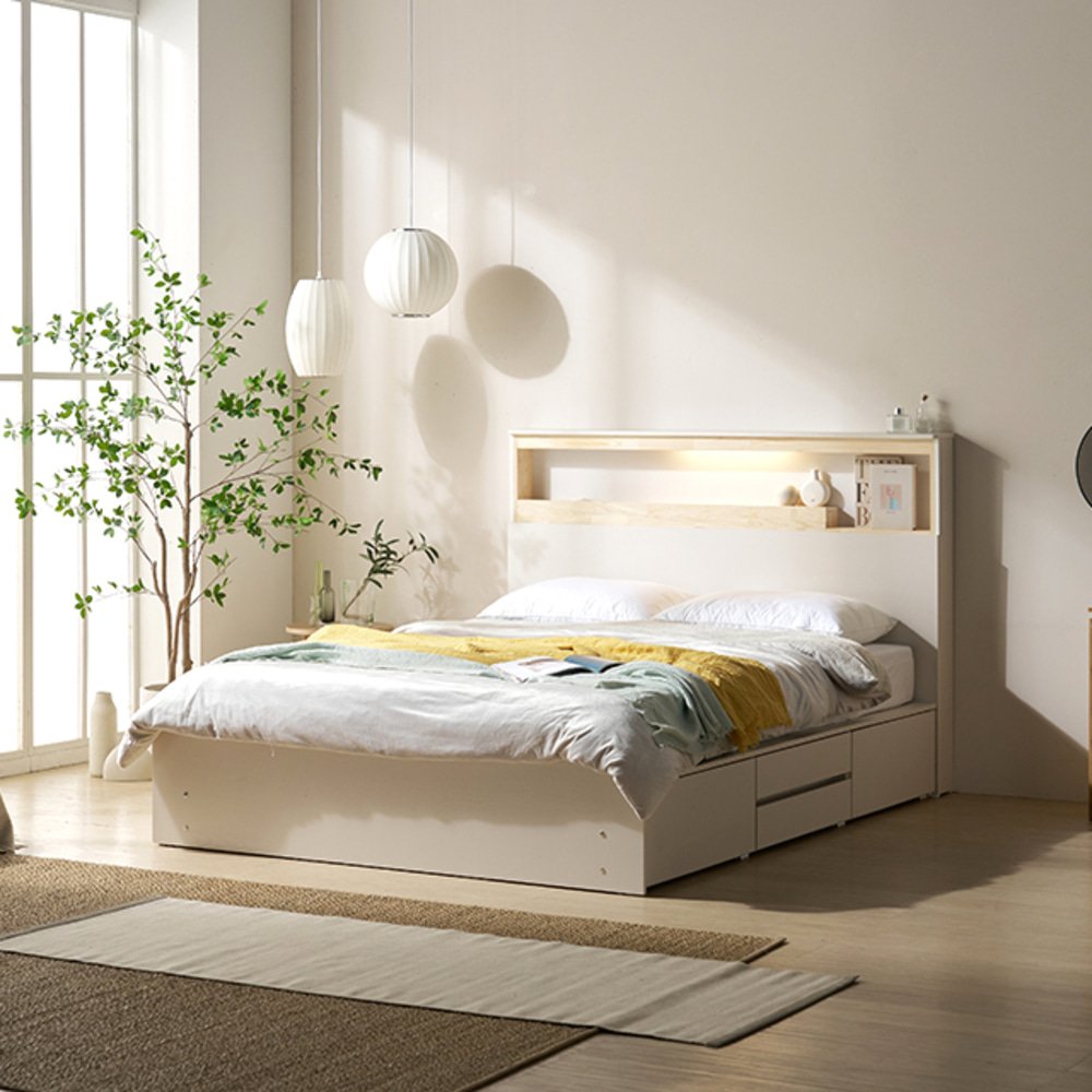 까사홈 헤이미 8271 수납형 LED 편백침대 퀸사이즈 프레임 상세 이미지 1