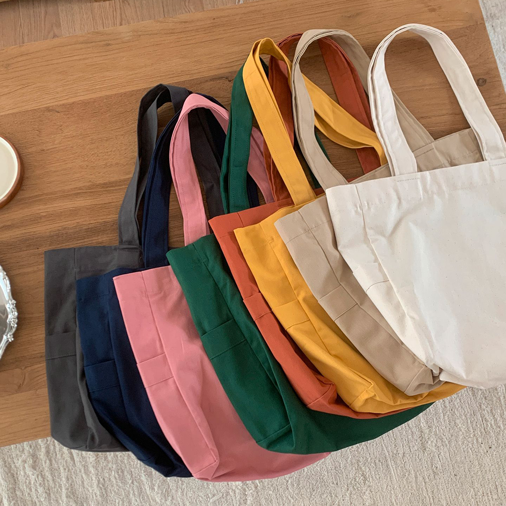 보부상가방 무지캔버스 숄더백 마카롱에코백 차콜 상세 이미지 2