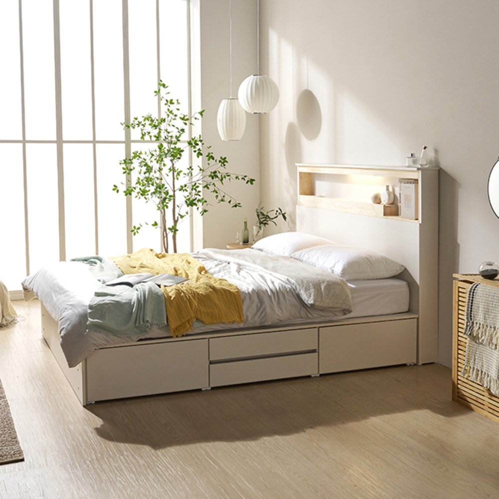 까사홈 헤이미 8271 수납형 LED 편백침대 퀸사이즈 프레임 상세 이미지 2