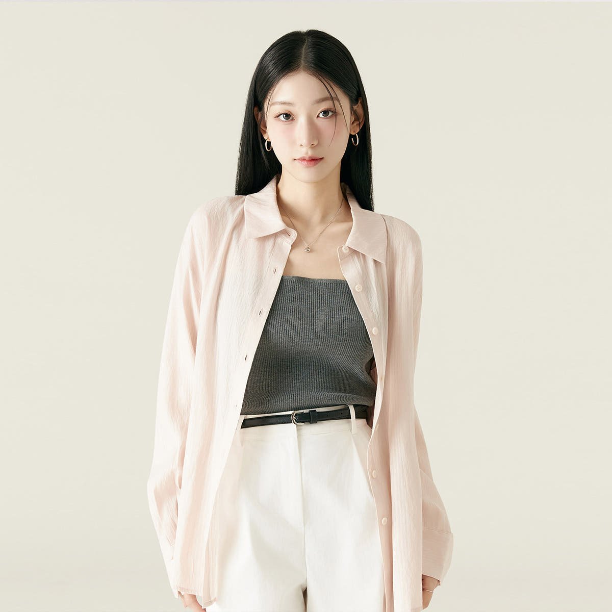 로엠 시스루 긴팔 셔츠 RMYWF38R99 상세 이미지 1