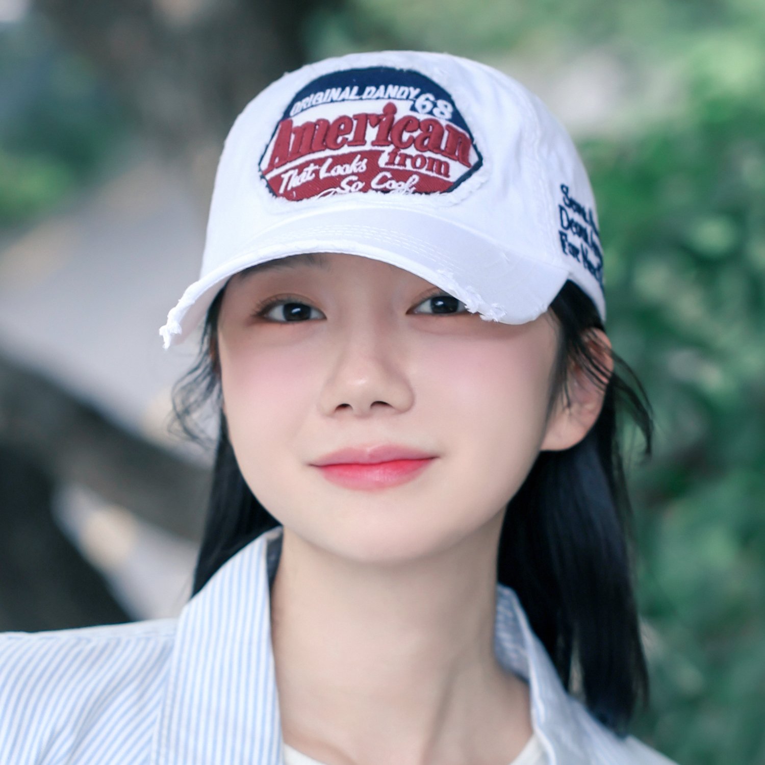 국내생산 American 레터링 워싱 볼캡 여성 빈티지 캡모자 남녀공용 커플 야구모자 상세 이미지 1