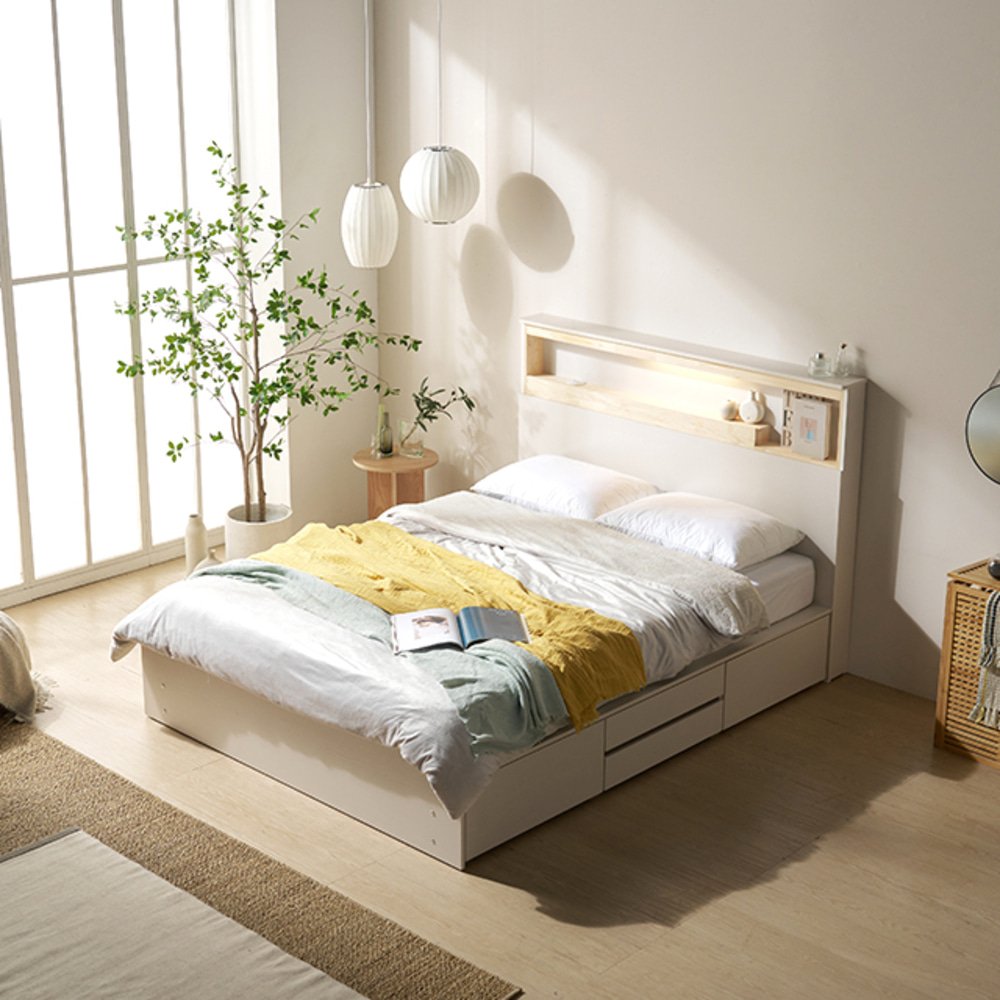 까사홈 헤이미 8271 수납형 LED 편백침대 퀸사이즈 프레임 상세 이미지 1