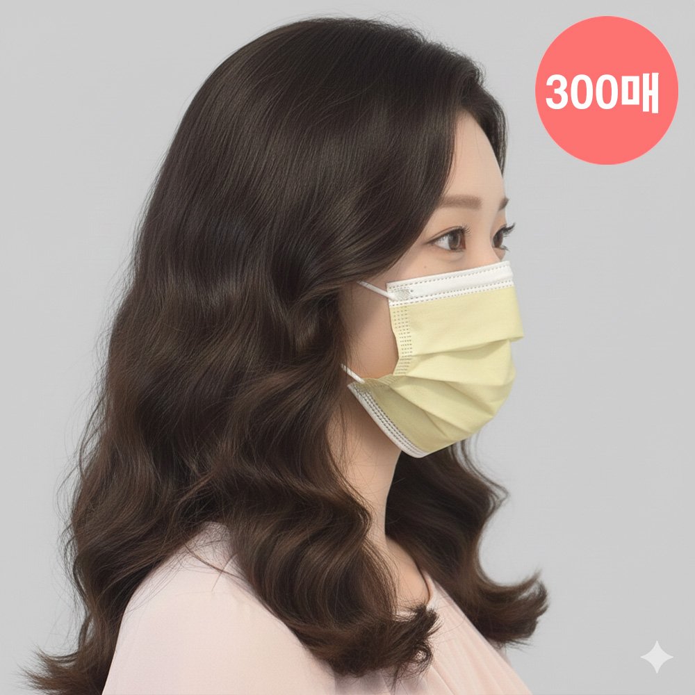 메디케이알 베이직핏 덴탈마스크 KF-AD 300매 L(대형), 상아, 300개 상세 이미지 1