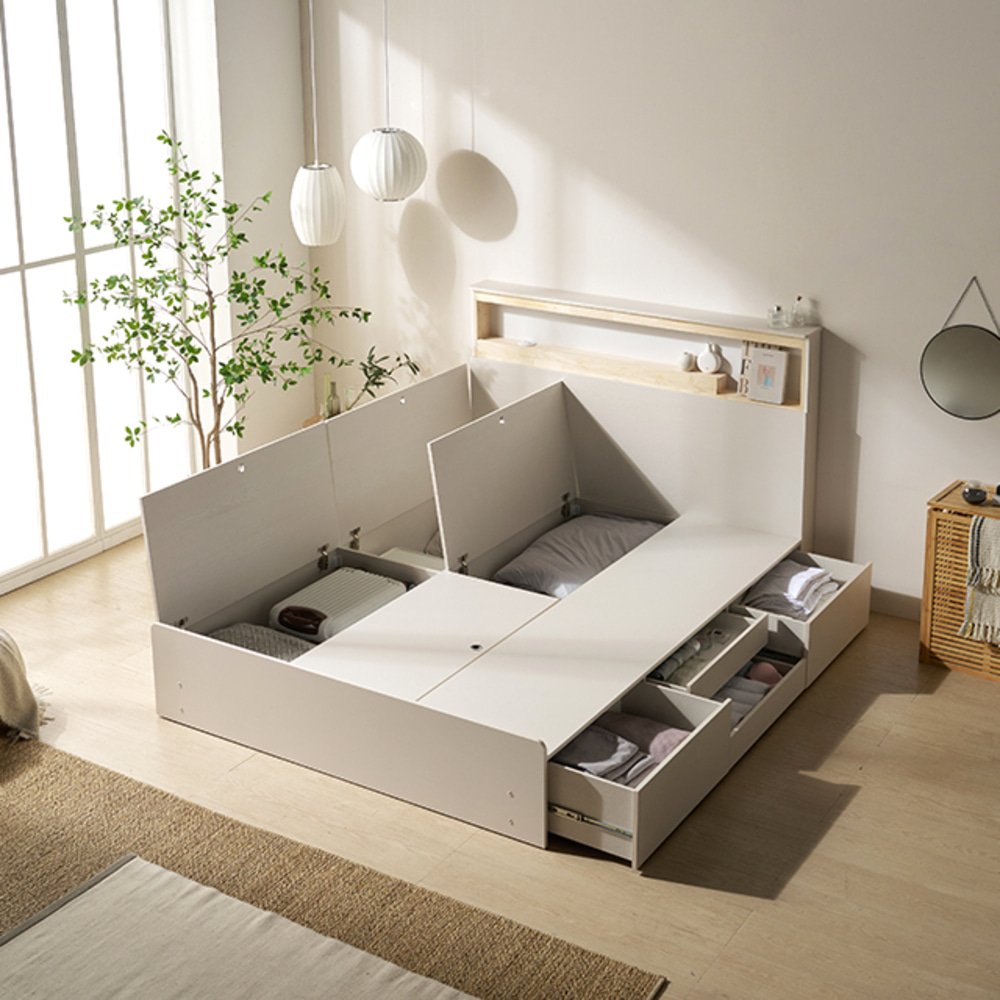 까사홈 헤이미 8271 수납형 LED 편백침대 퀸사이즈 프레임 상세 이미지 2