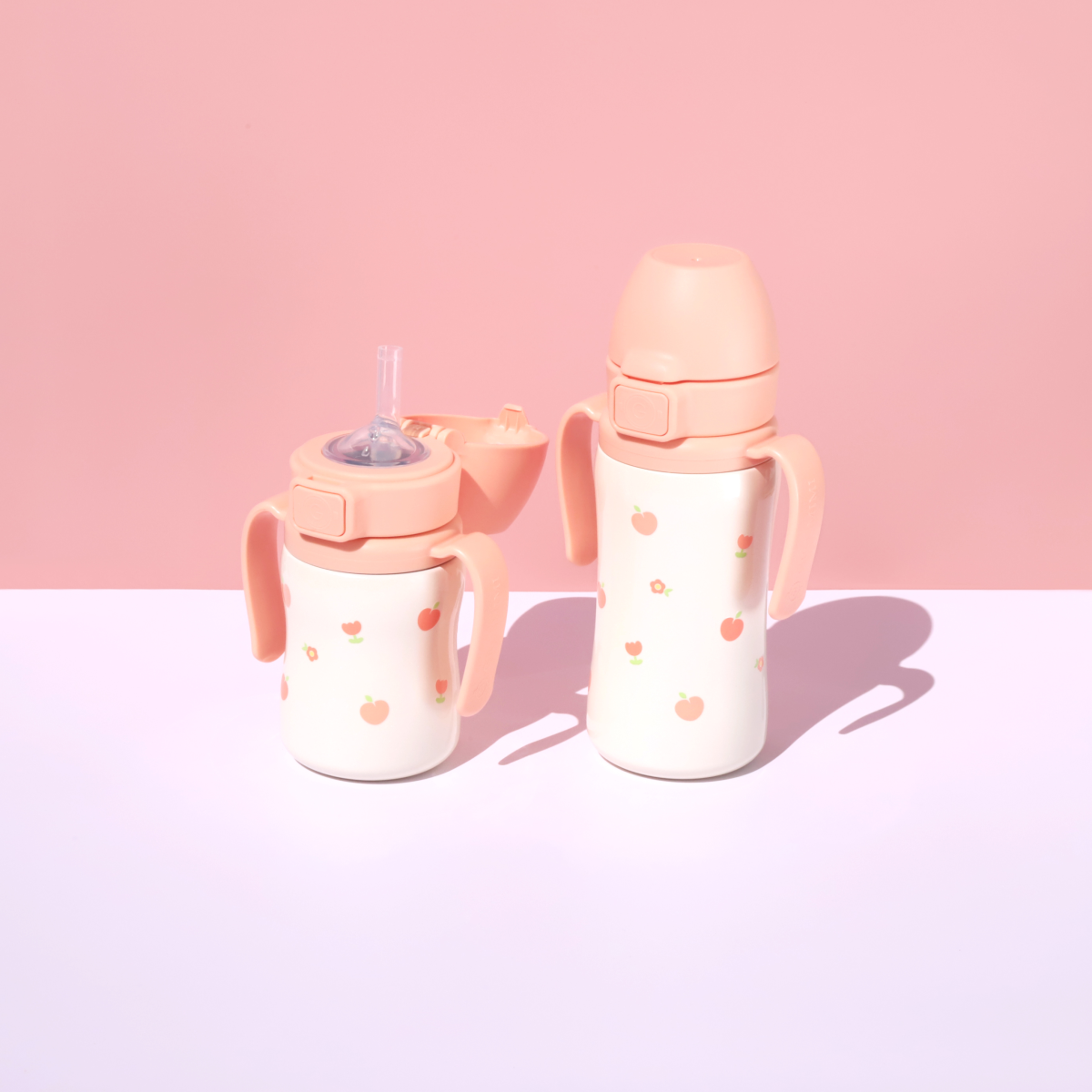 그로미미 안새는빨대컵 유아물병 스텐 피치플라워 200ml 상세 이미지 2