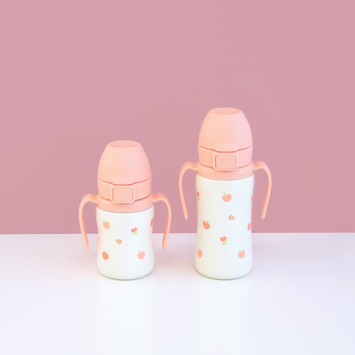 그로미미 안새는빨대컵 유아물병 스텐 피치플라워 200ml 상세 이미지 2