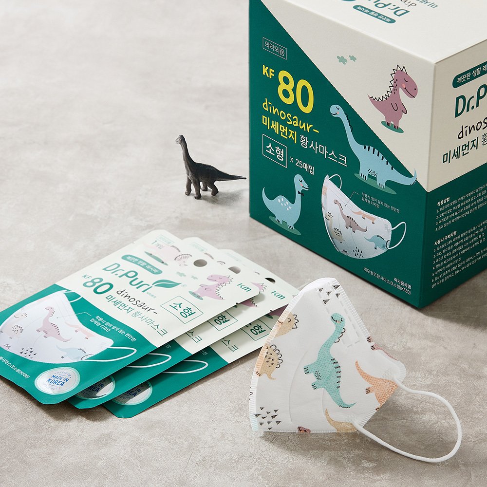 닥터퓨리 KF80 공룡 캐릭터 부리형 황사마스크 다이노스, 25매 상세 이미지 1