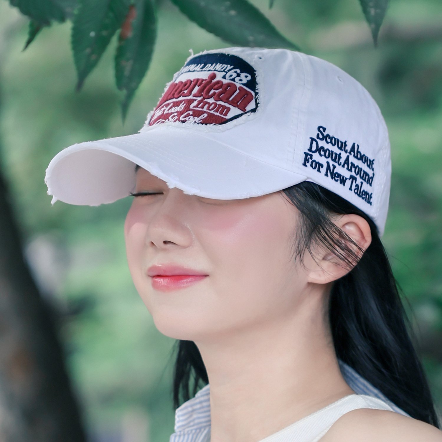 국내생산 American 레터링 워싱 볼캡 여성 빈티지 캡모자 남녀공용 커플 야구모자 상세 이미지 1
