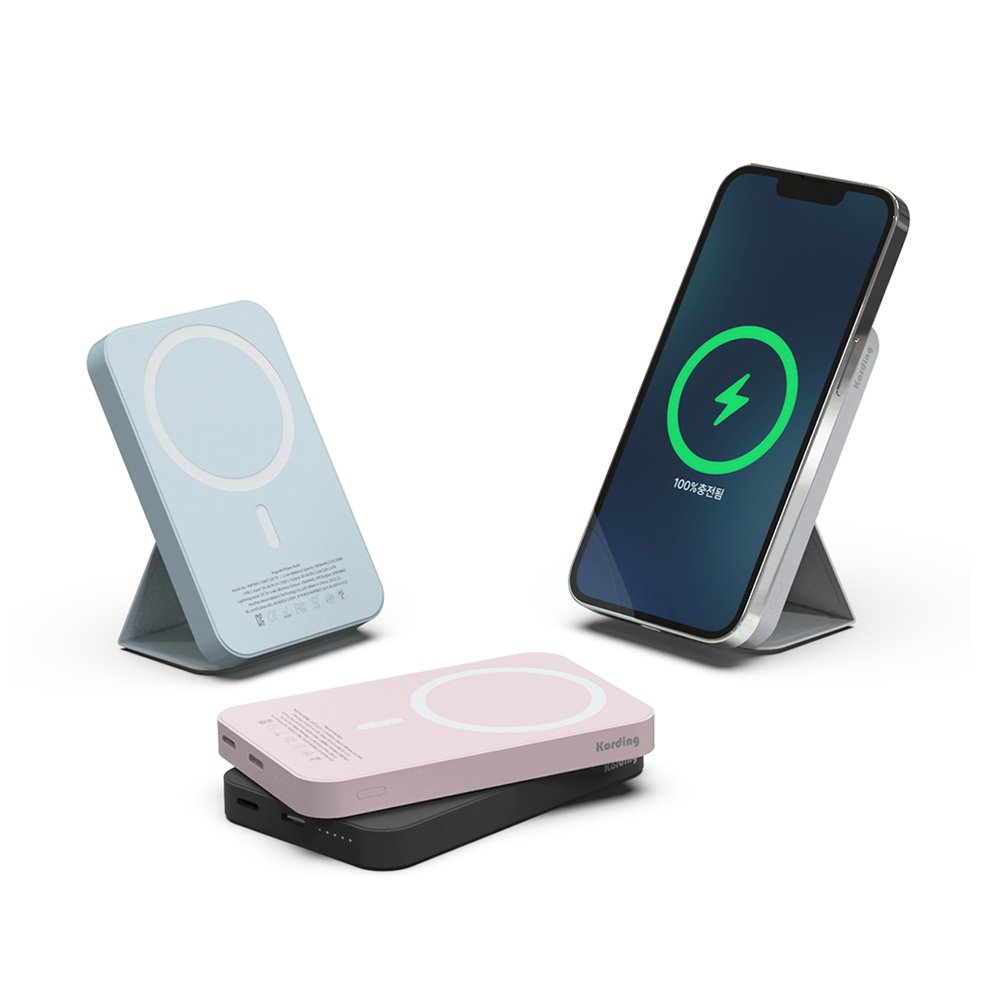 코딩 맥파워 아이폰 고속 무선 충전 맥세이프 보조배터리 5000mAh KMPB05 화이트 상세 이미지 1