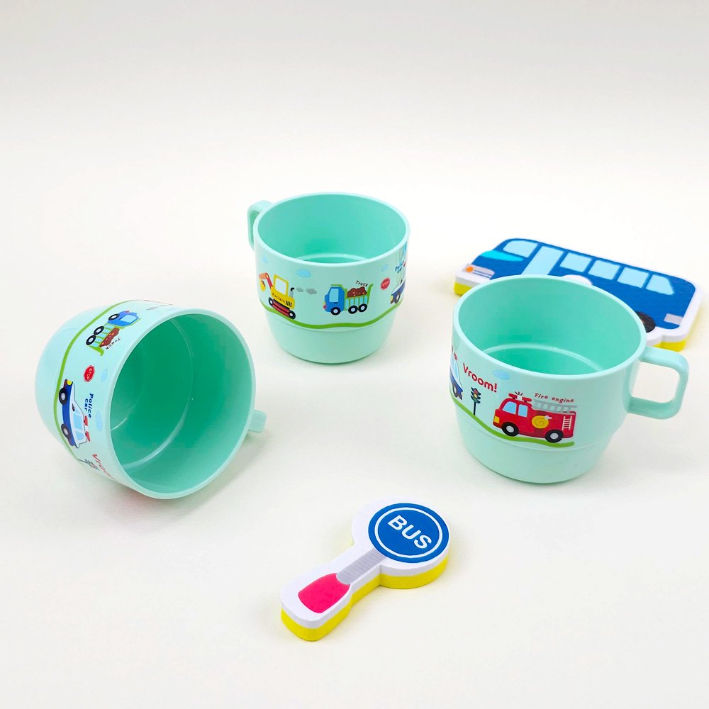 부릉부릉 손잡이 유아컵 3개 세트 아기물컵 어린이집 자기주도 한손 양치컵 민트 상세 이미지 1