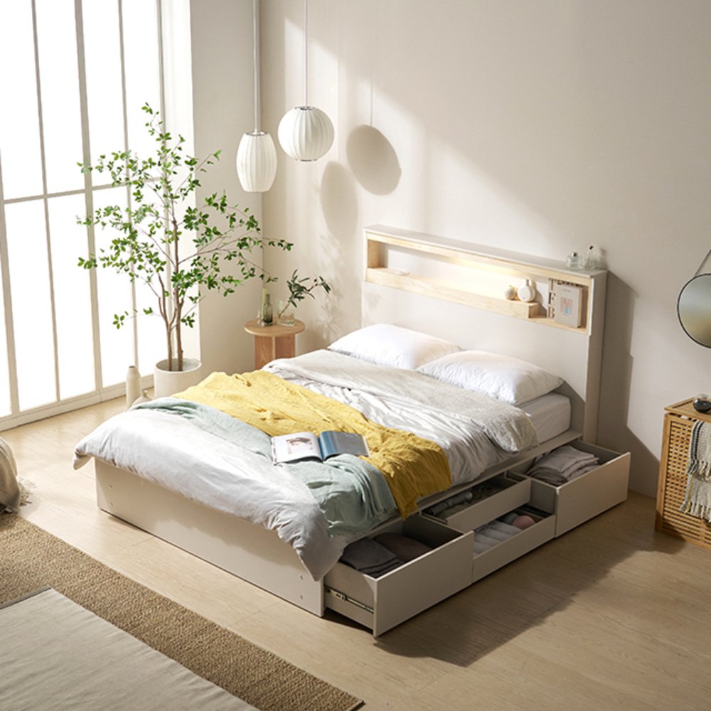 까사홈 헤이미 8271 수납형 LED 편백침대 퀸사이즈 프레임 상세 이미지 2