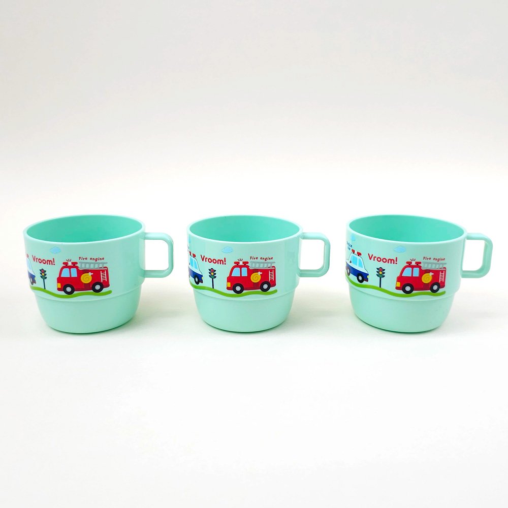 부릉부릉 손잡이 유아컵 3개 세트 아기물컵 어린이집 자기주도 한손 양치컵 민트 상세 이미지 2